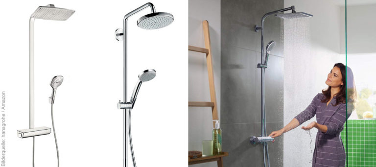 Regenduschkopf Aus ABS – 260x195 Mm, Rechteckig, Weiß/chrom, Hochdruck, G1/2-Anschluss